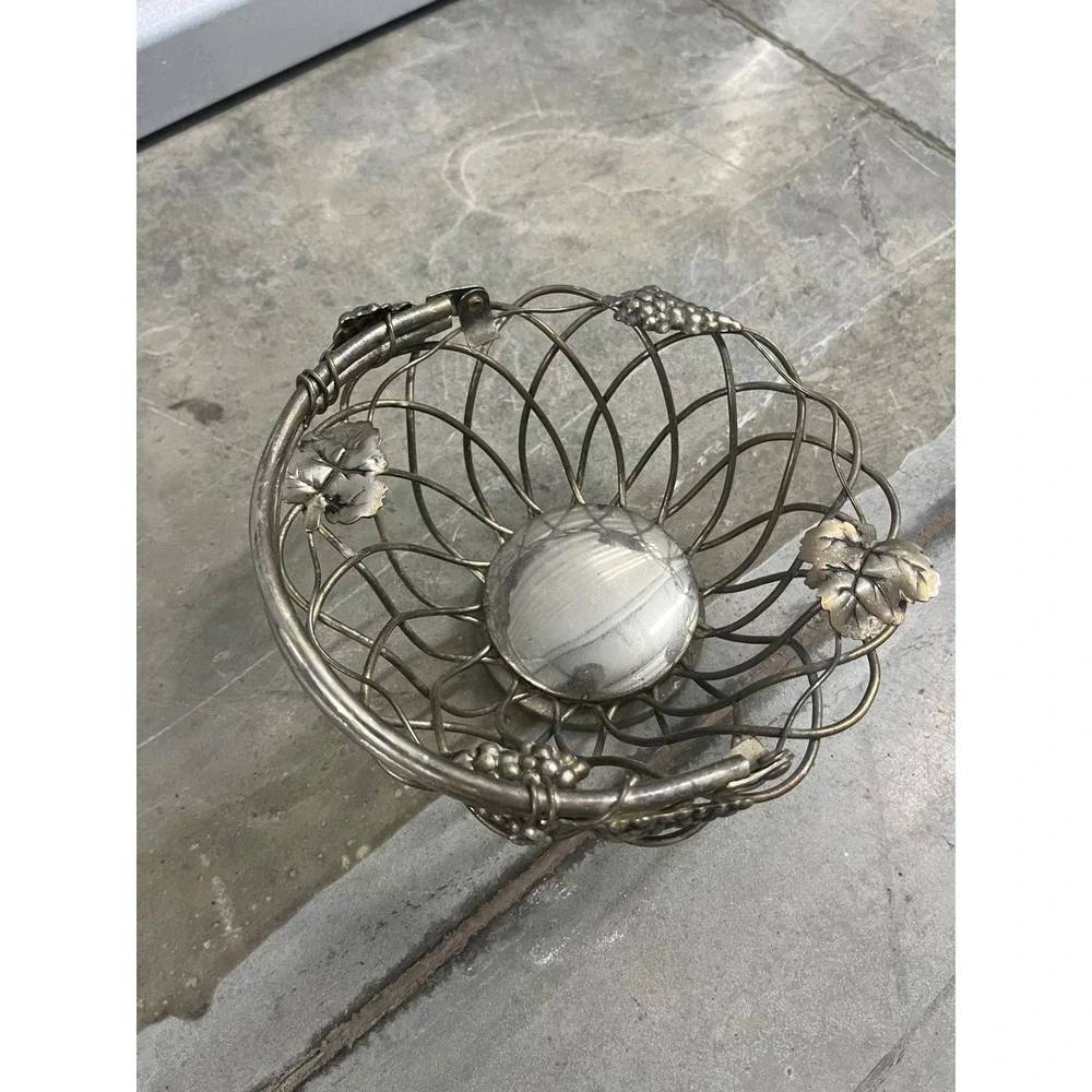 Studio Silversmiths Silver Plated Grapevine Wire Basket with Handle Centerpiece